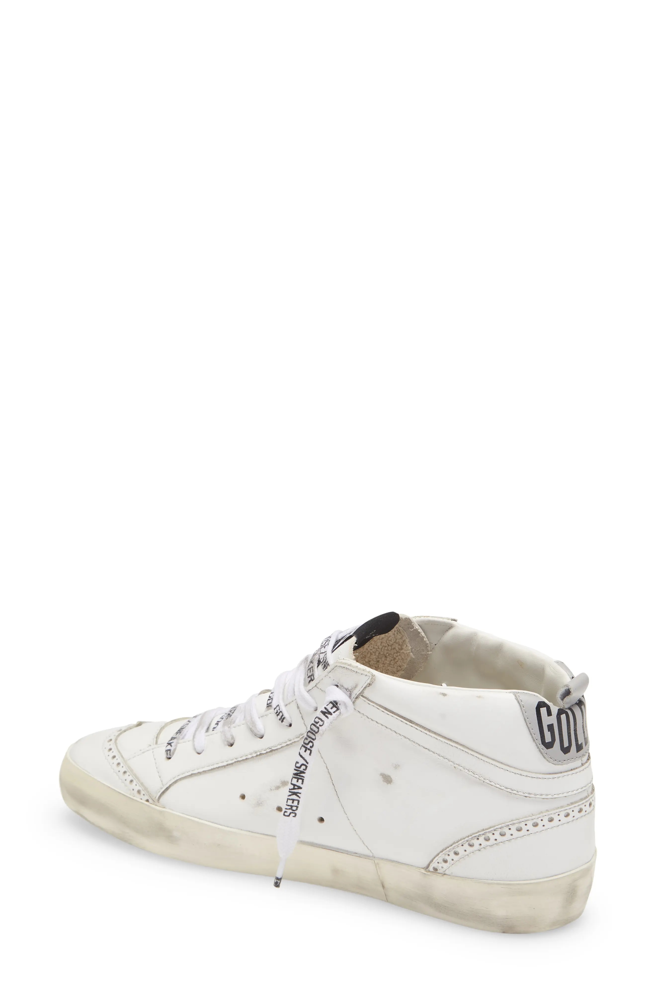 Mid Star Crystal Embellished Sneaker in White/Silver/Grey - 2