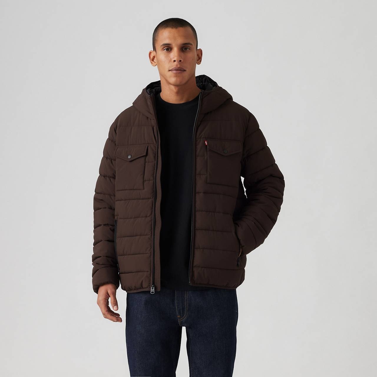 HOODED 2 CHEST POCKET PUFFER JACKET - 2