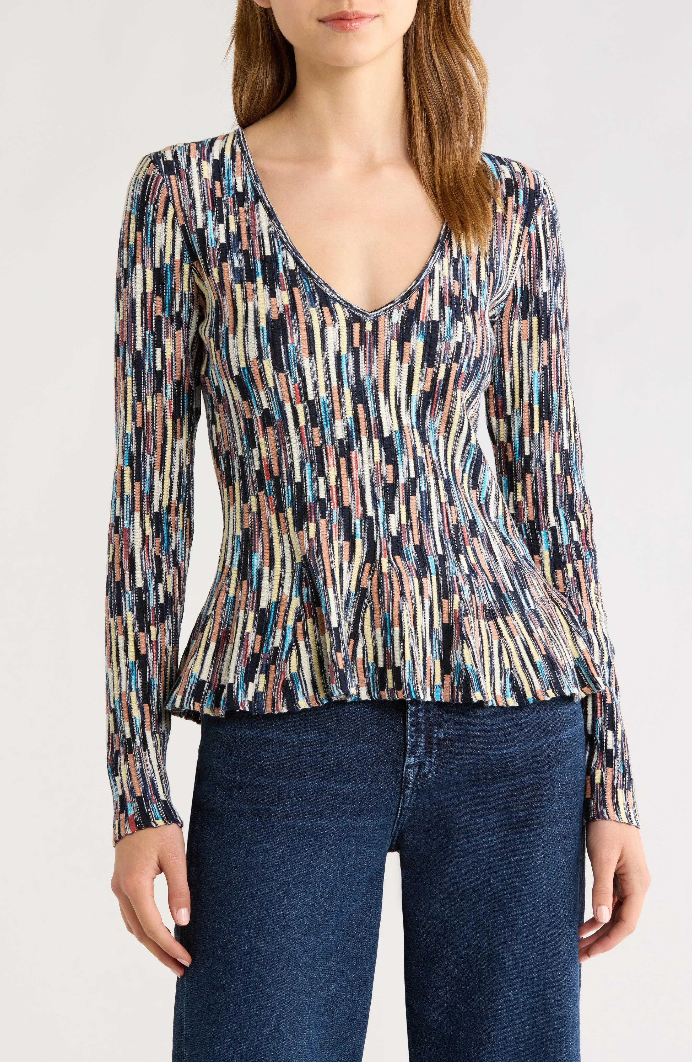 Ulla Johnson Rosalia Space Dye Cotton Knit Top in Oasis at Nordstrom - 1