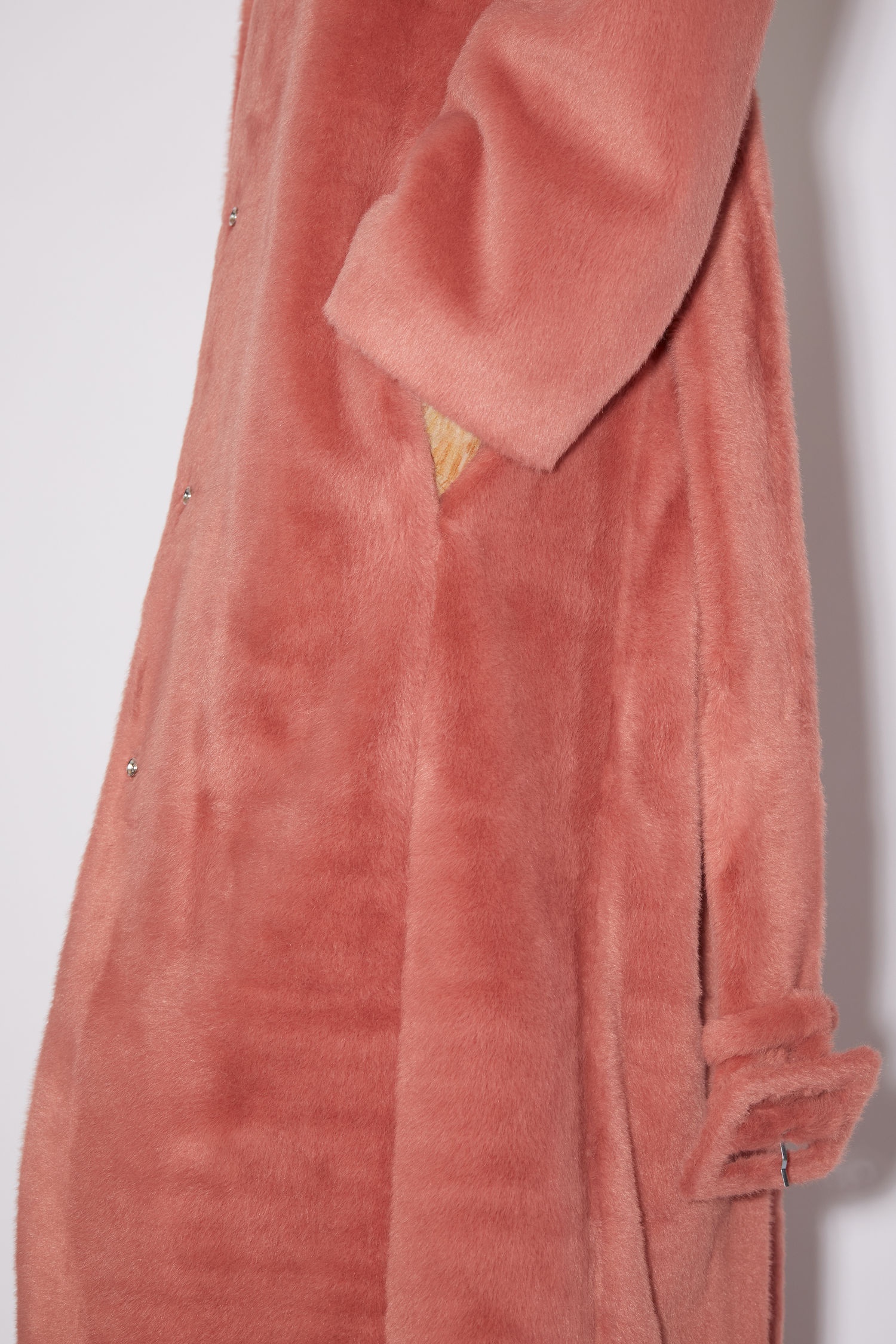 Belted faux fur coat - Raspberry pink - 6