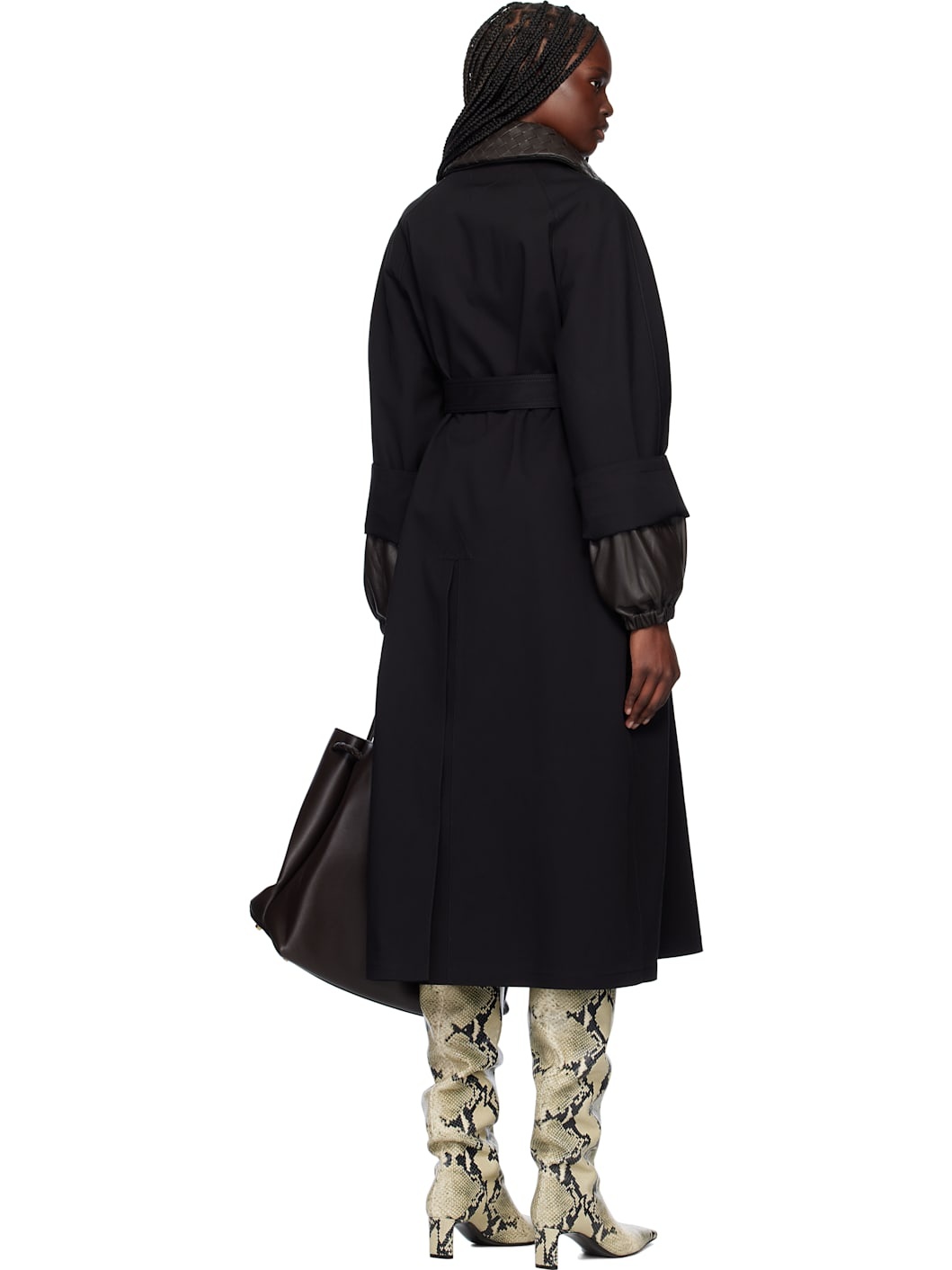 Black Cotton Trench Coat - 3