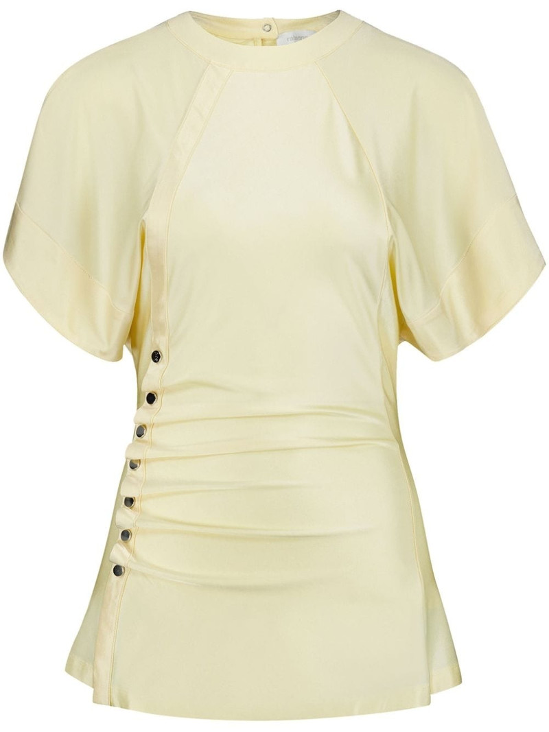 draped-detail round-neck blouse 1