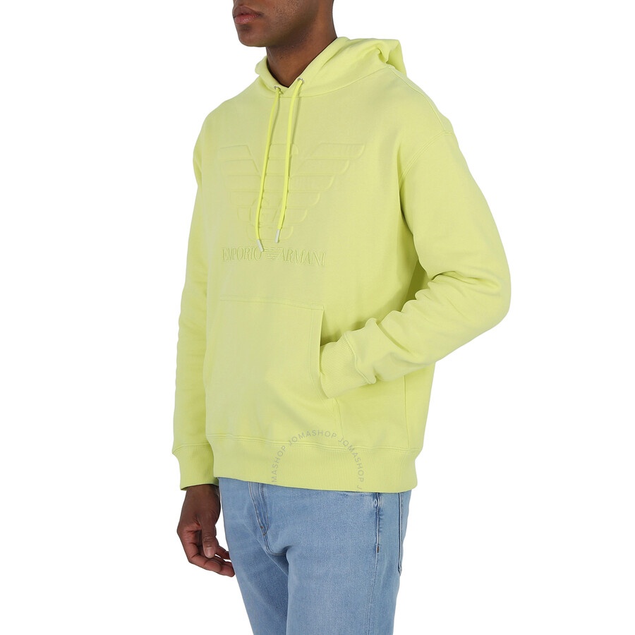 Emporio Armani Yellow Embossed Oversized Eagle Hooded Sweatshirt - 4