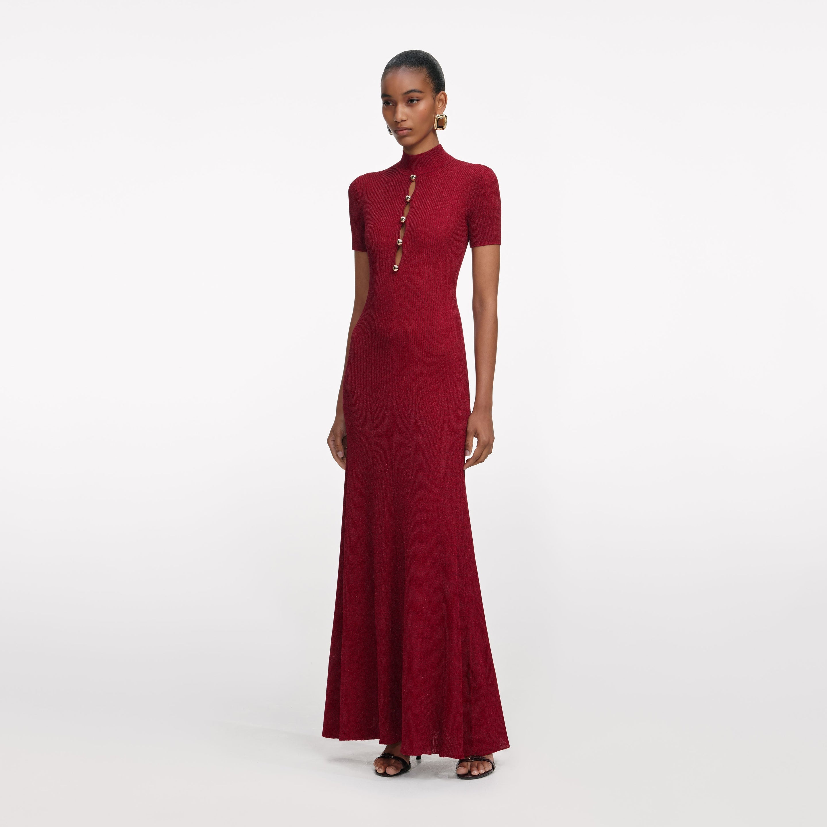Red Lurex Knit Maxi Dress - 2