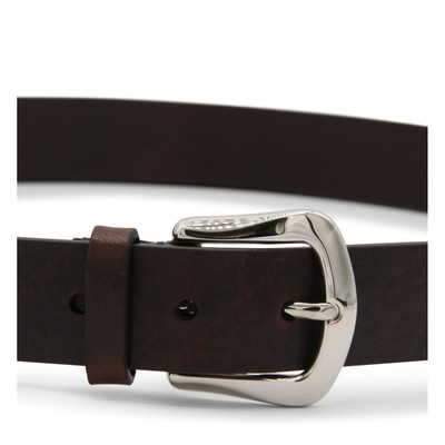 Brunello Cucinelli dark brown leather belt outlook