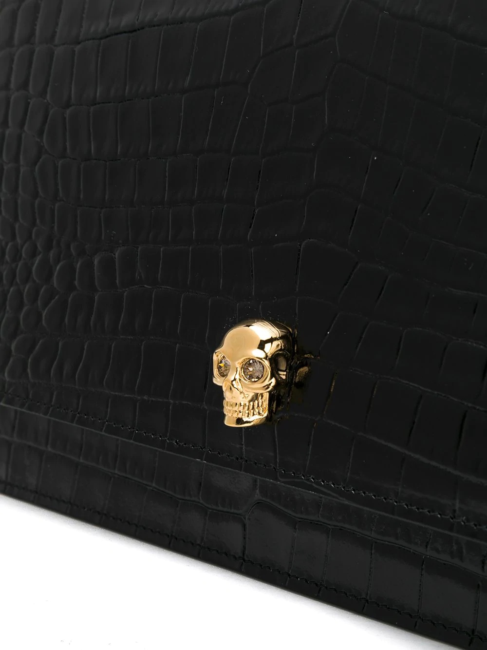 skull motif crocodile effect shoulder bag - 4