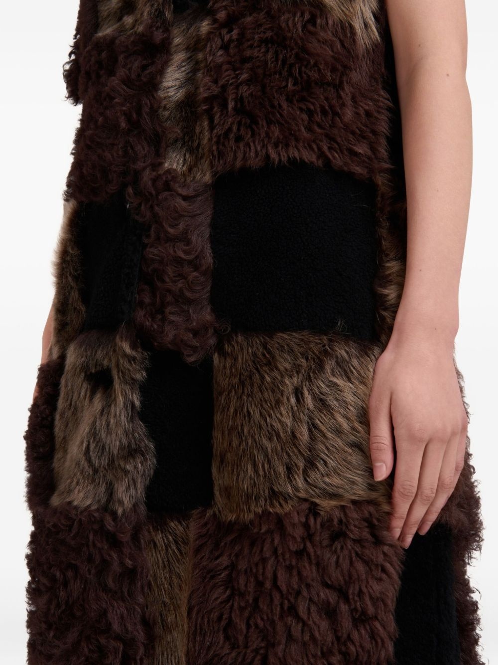 patchwork faux fur gilet - 5