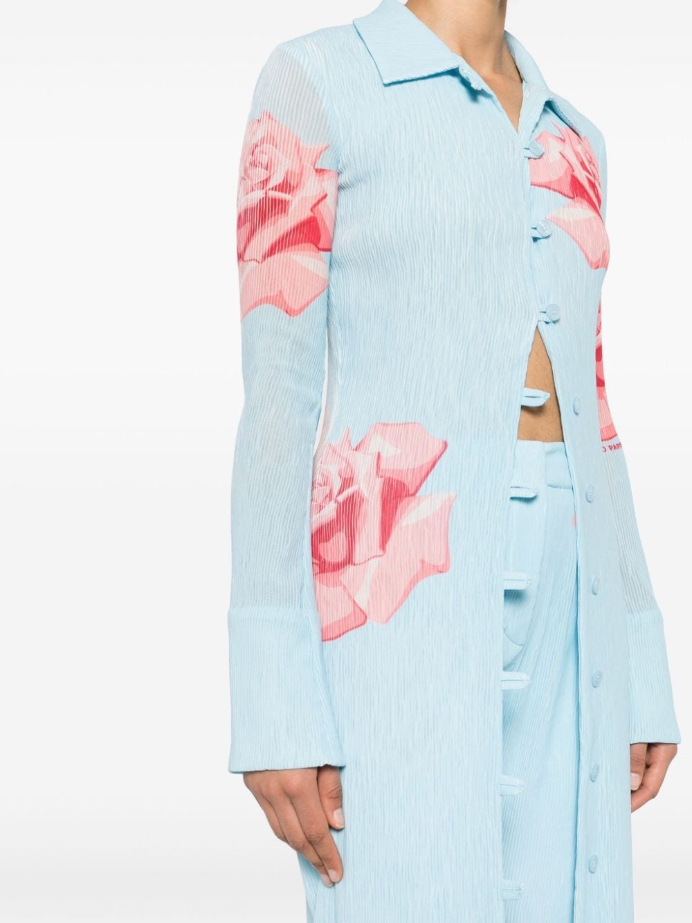 rose-print plissÃ© shirts - 5