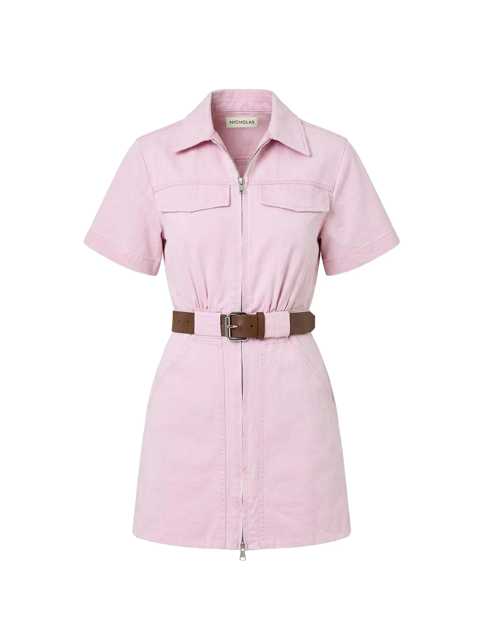 Women's Embla Utility Belted Denim Minidress - Rose - 1