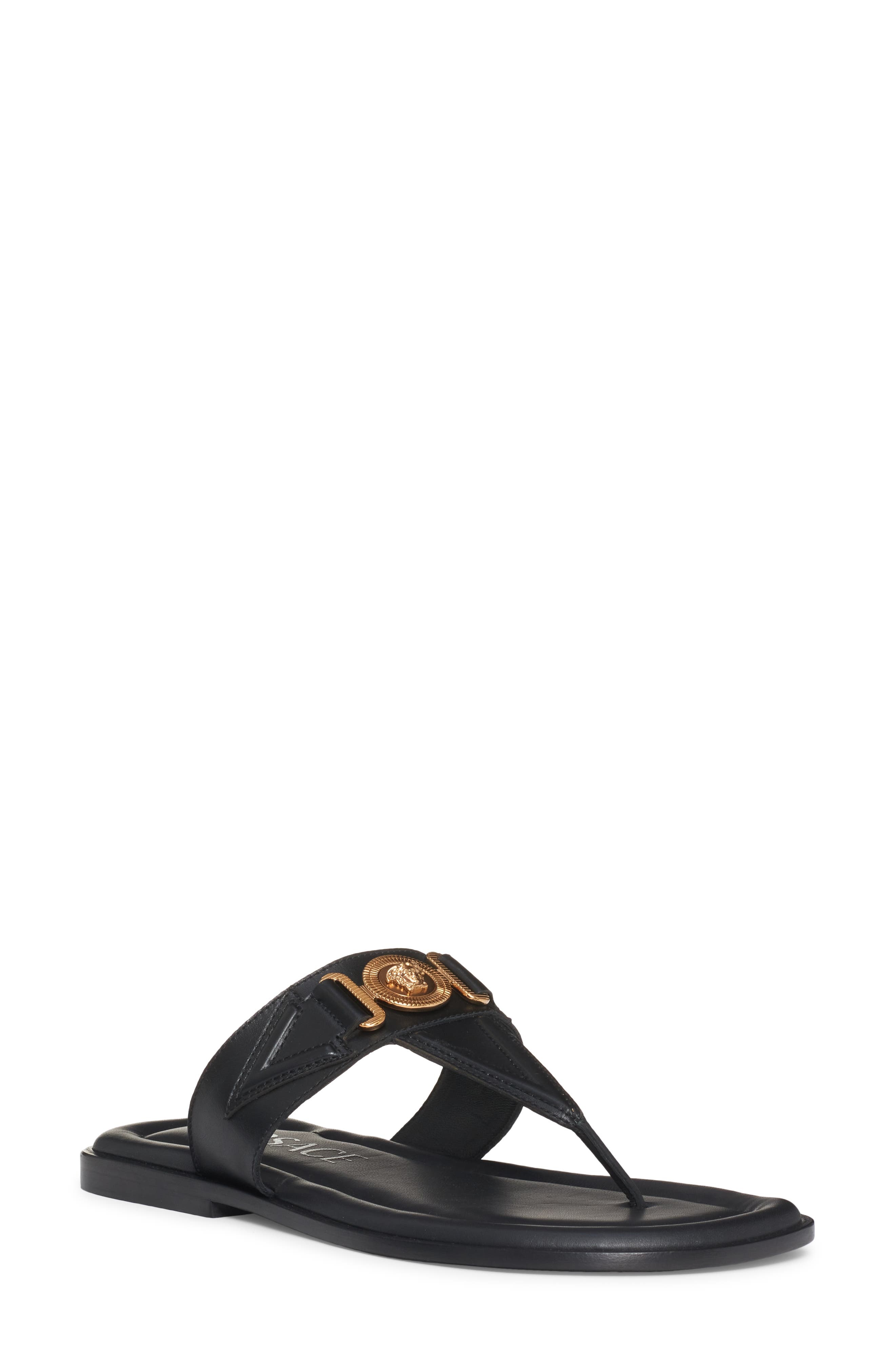 Biggie Medusa Flip Flop in Black  Gold - 1