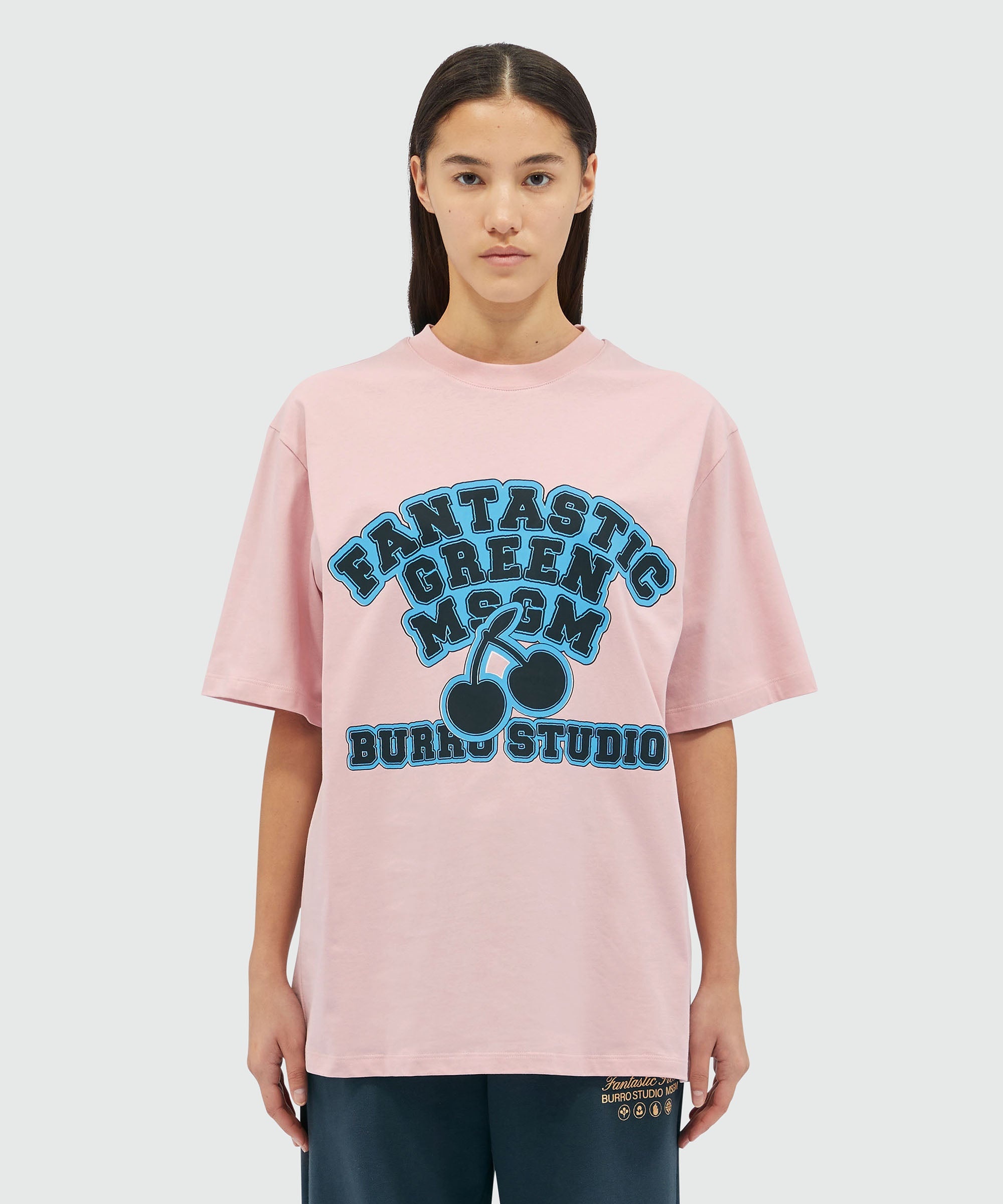 Organic cotton "Fantastic Green Burro Studio" pink T-shirt - 6