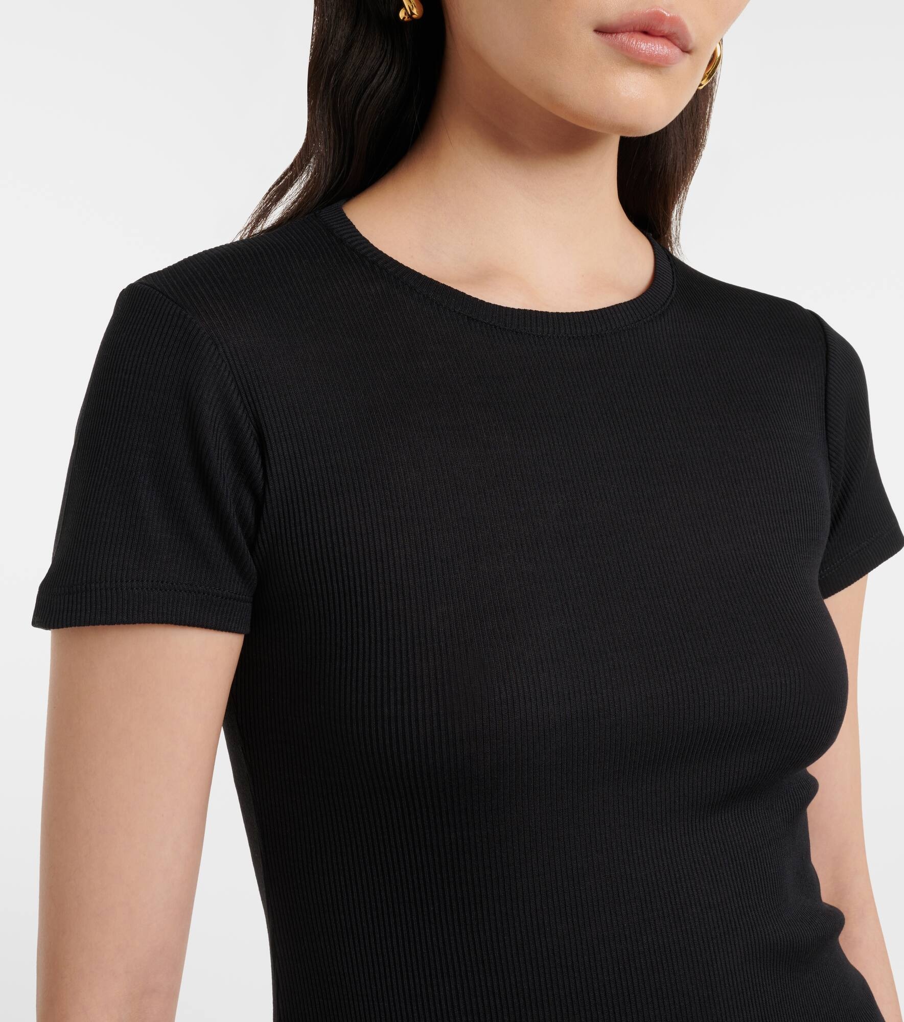 Ribbed-knit cotton T-shirt - 4