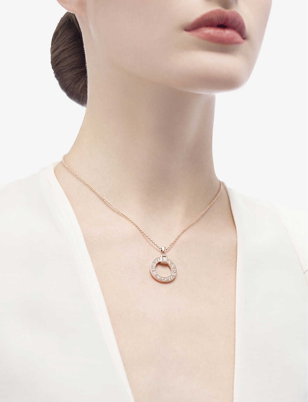 BVLGARI BVLGARI 18ct rose-gold and 0.07ct round-cut diamond pendant necklace - 2