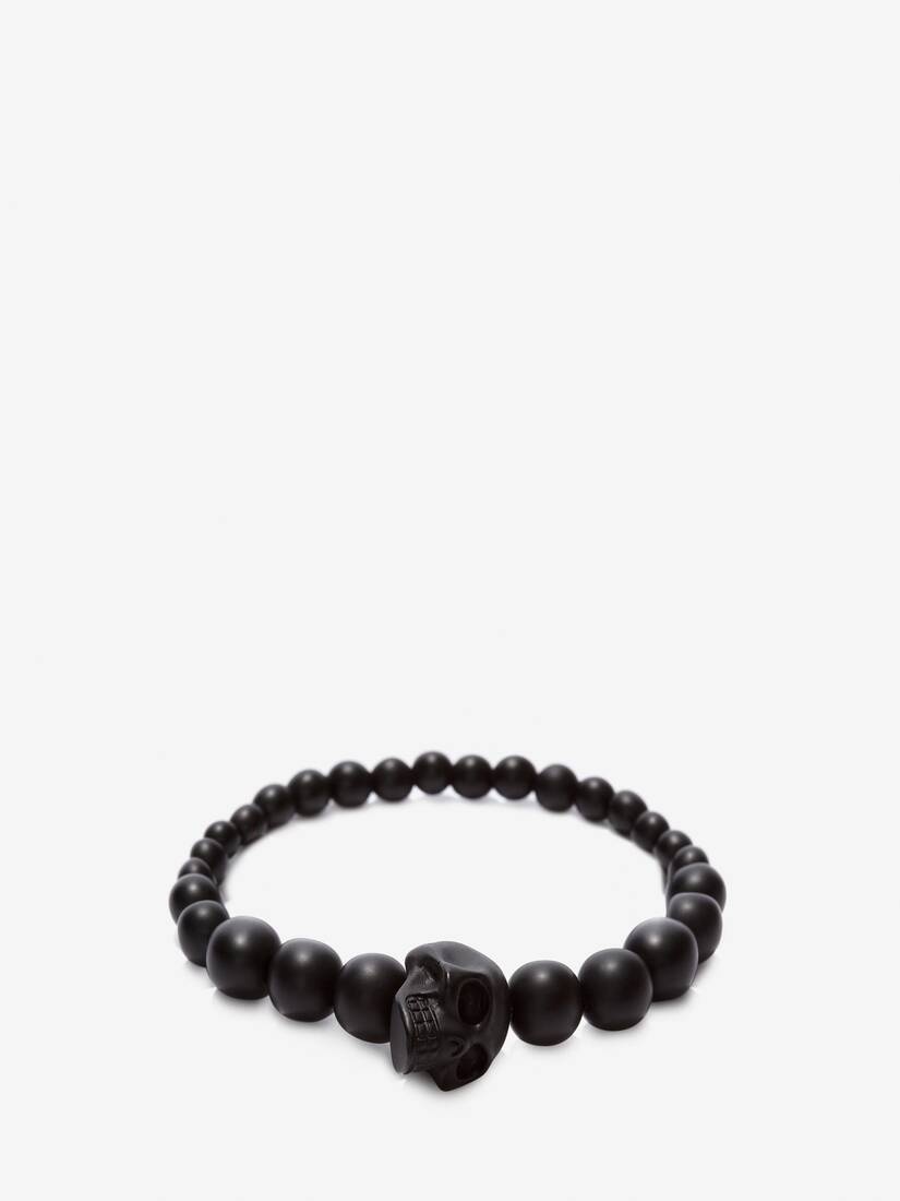 Men's Skull Multi Beaded Bracelet in Black - 1