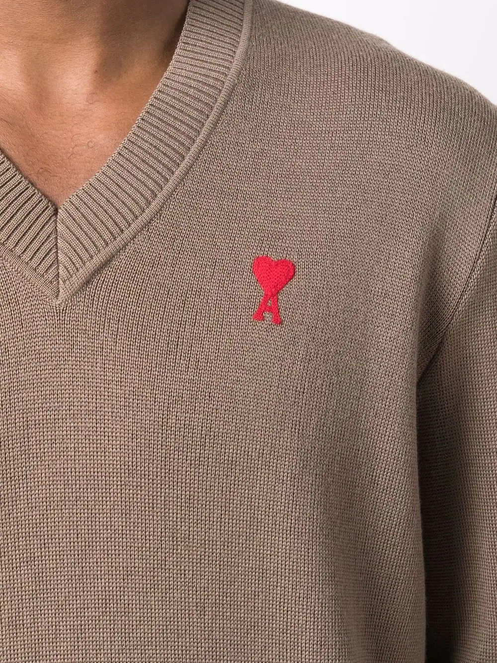 embroidered heart logo V-neck jumper - 5