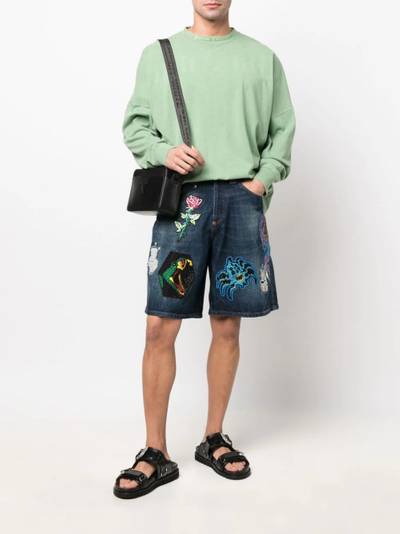 PHILIPP PLEIN destroyed tattoo patches denim shorts outlook