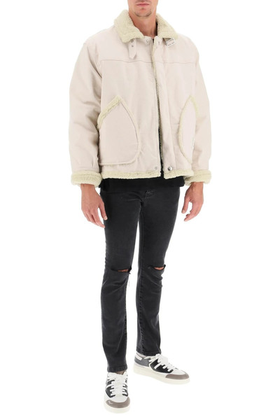 MSGM DENIM JACKET WITH FAUX SHEARLING outlook