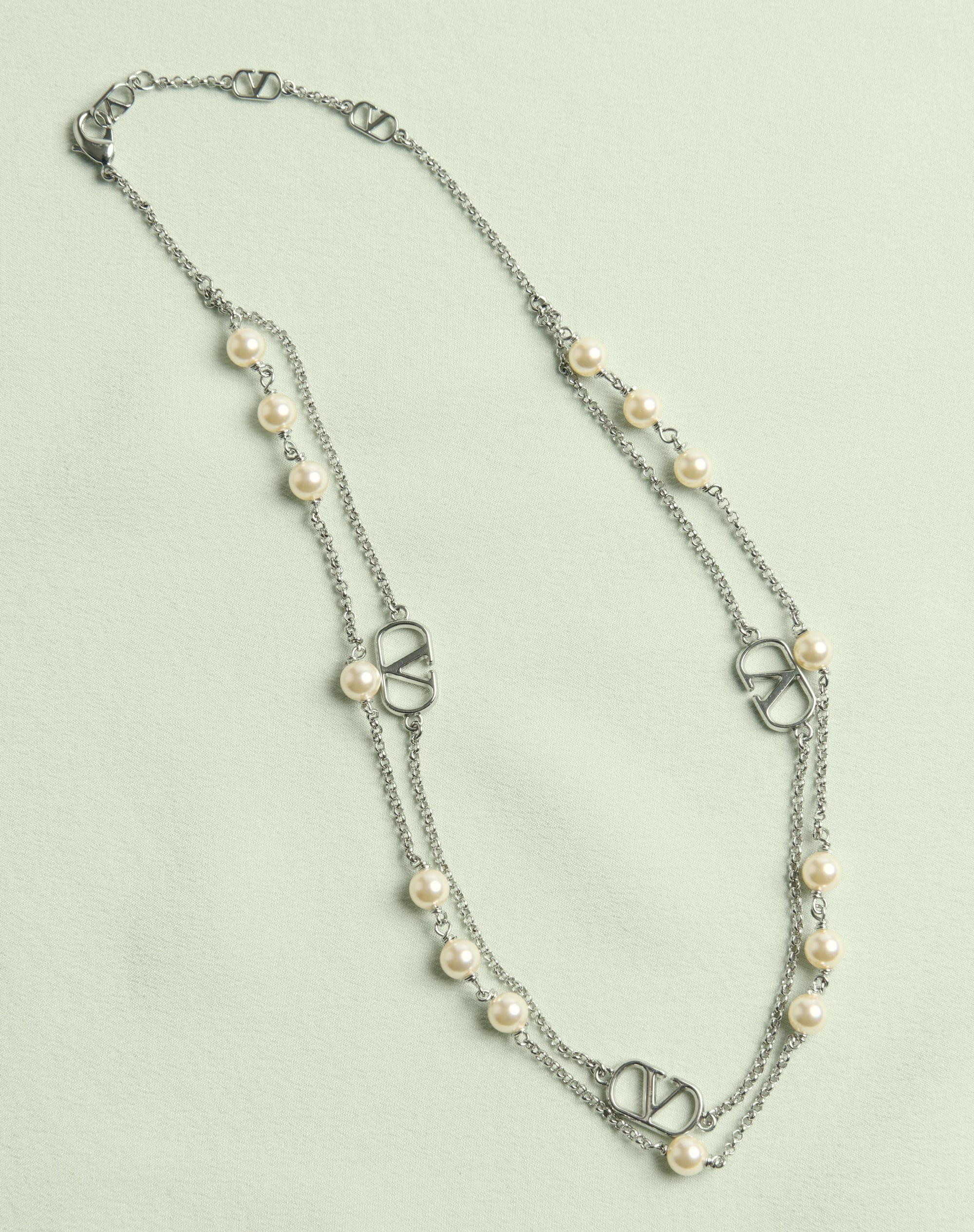 VLOGO SIGNATURE METAL NECKLACE WITH SWAROVSKI® PEARLS - 4