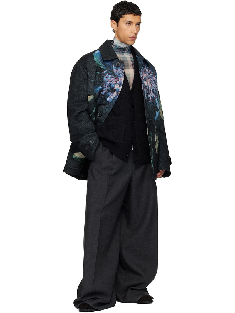 Dries Van Noten Black Jacquard Coat outlook