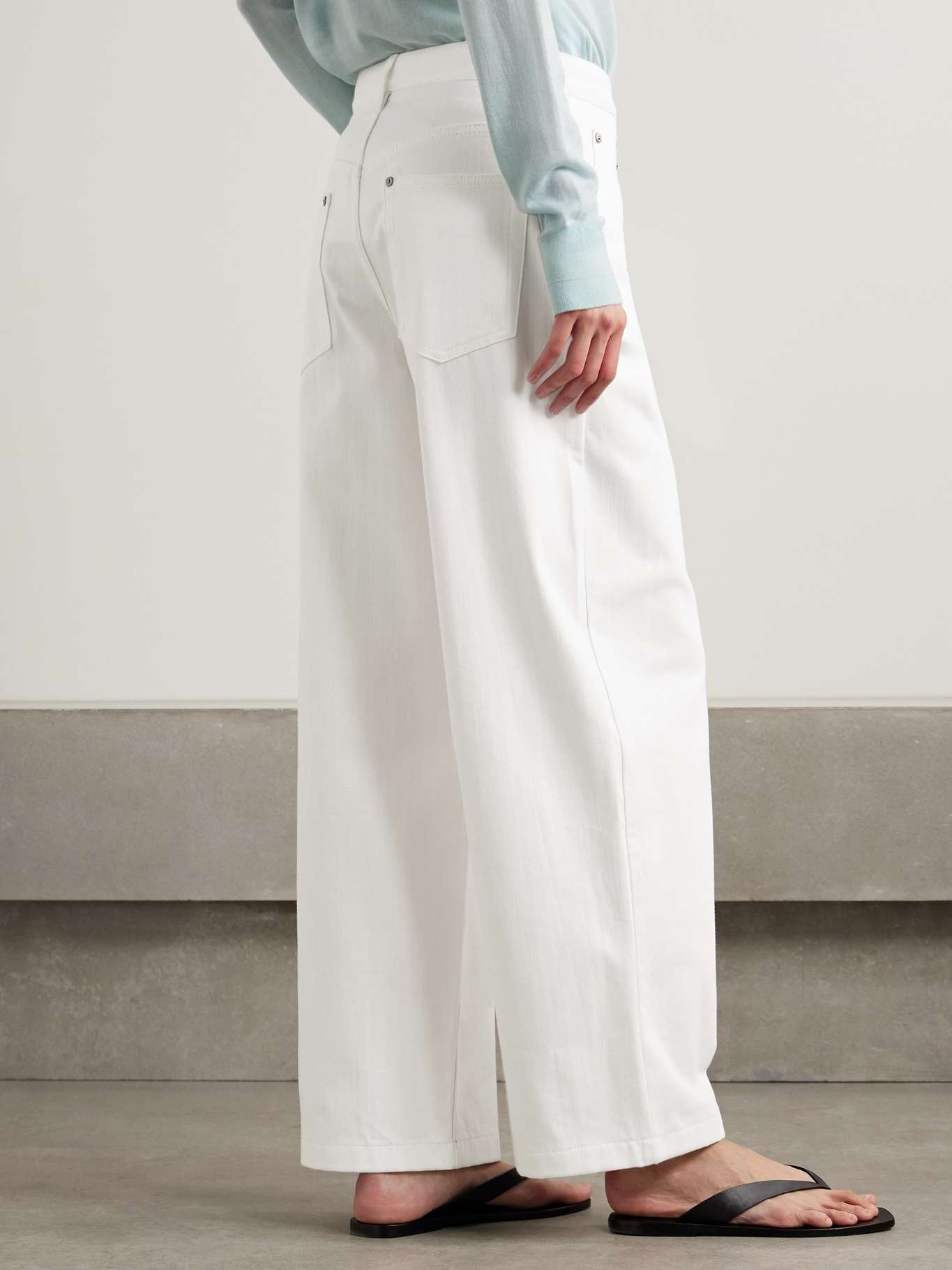 Massive organic cotton-twill wide-leg pants Off-white - 4