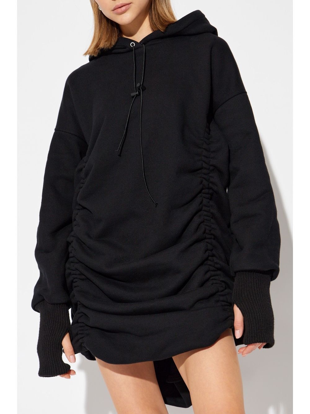 draped hooded sweatshirt dress - 3