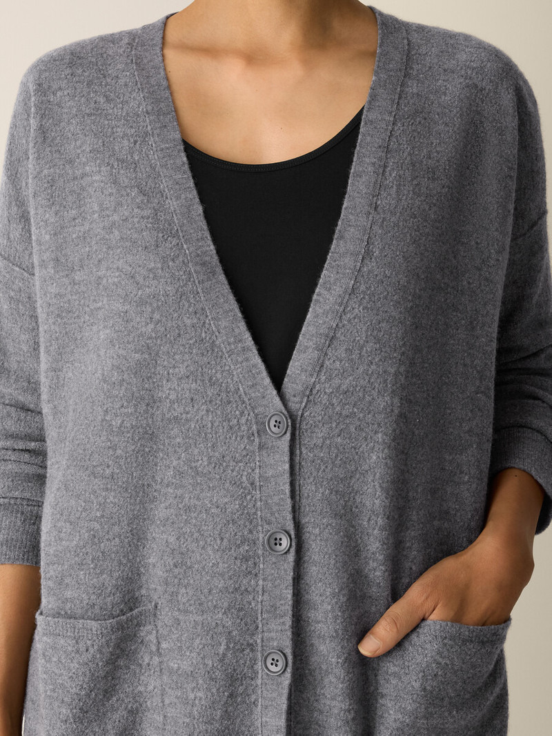 Fine Felted Wool Long Cardigan in Regenerative Wool 5