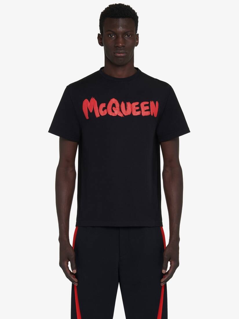 Men's McQueen Graffiti T-shirt in Black/red - 1