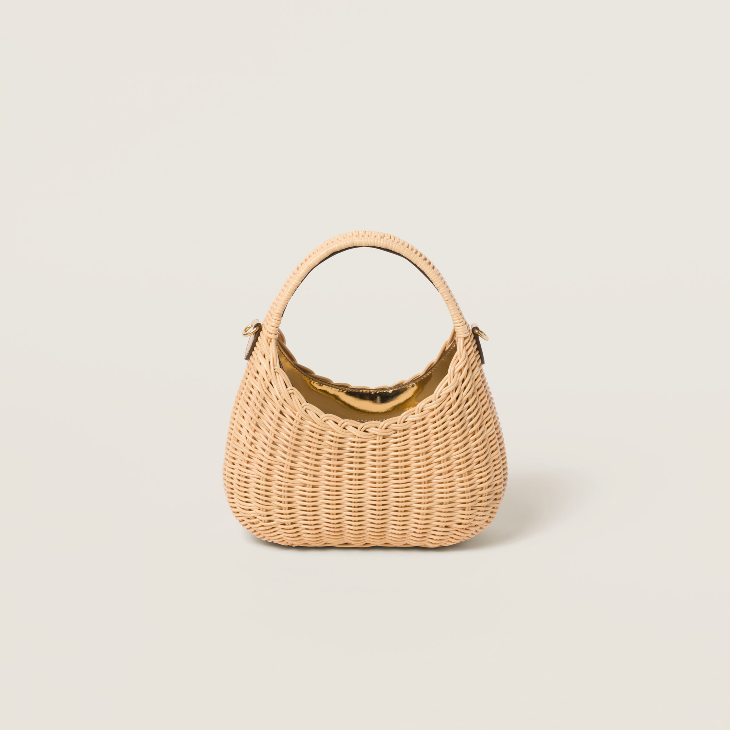 Wander woven raffia-effect yarn hobo bag with leather details - 4