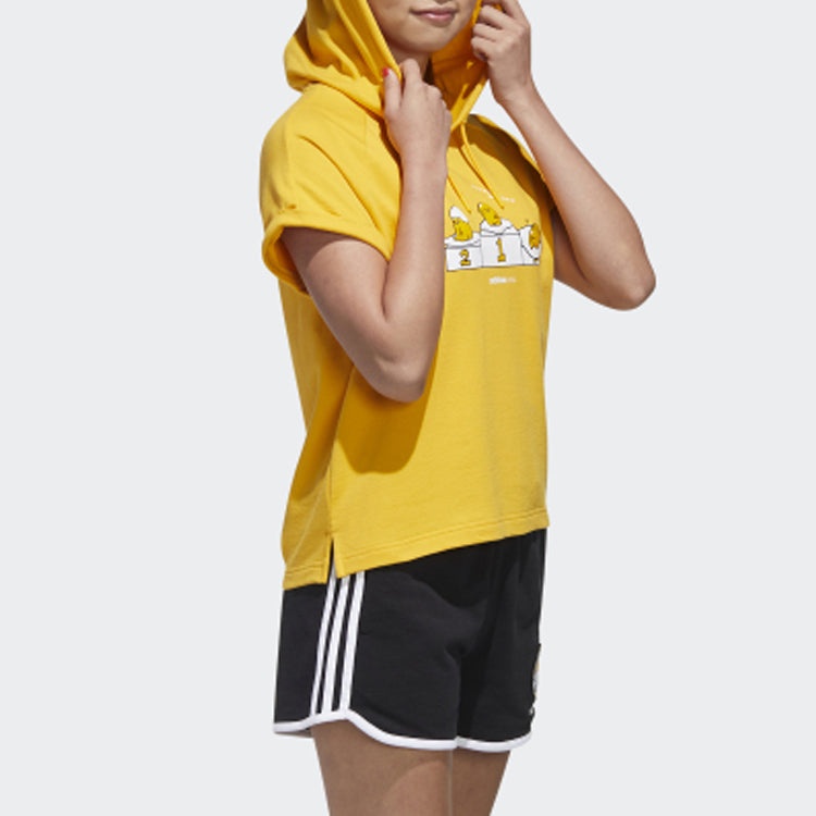 (WMNS) adidas neo GDTM SS HDY Yellow Crossover Sports Hooded Pullover Short Sleeve Yellow T-Shirt GL - 5