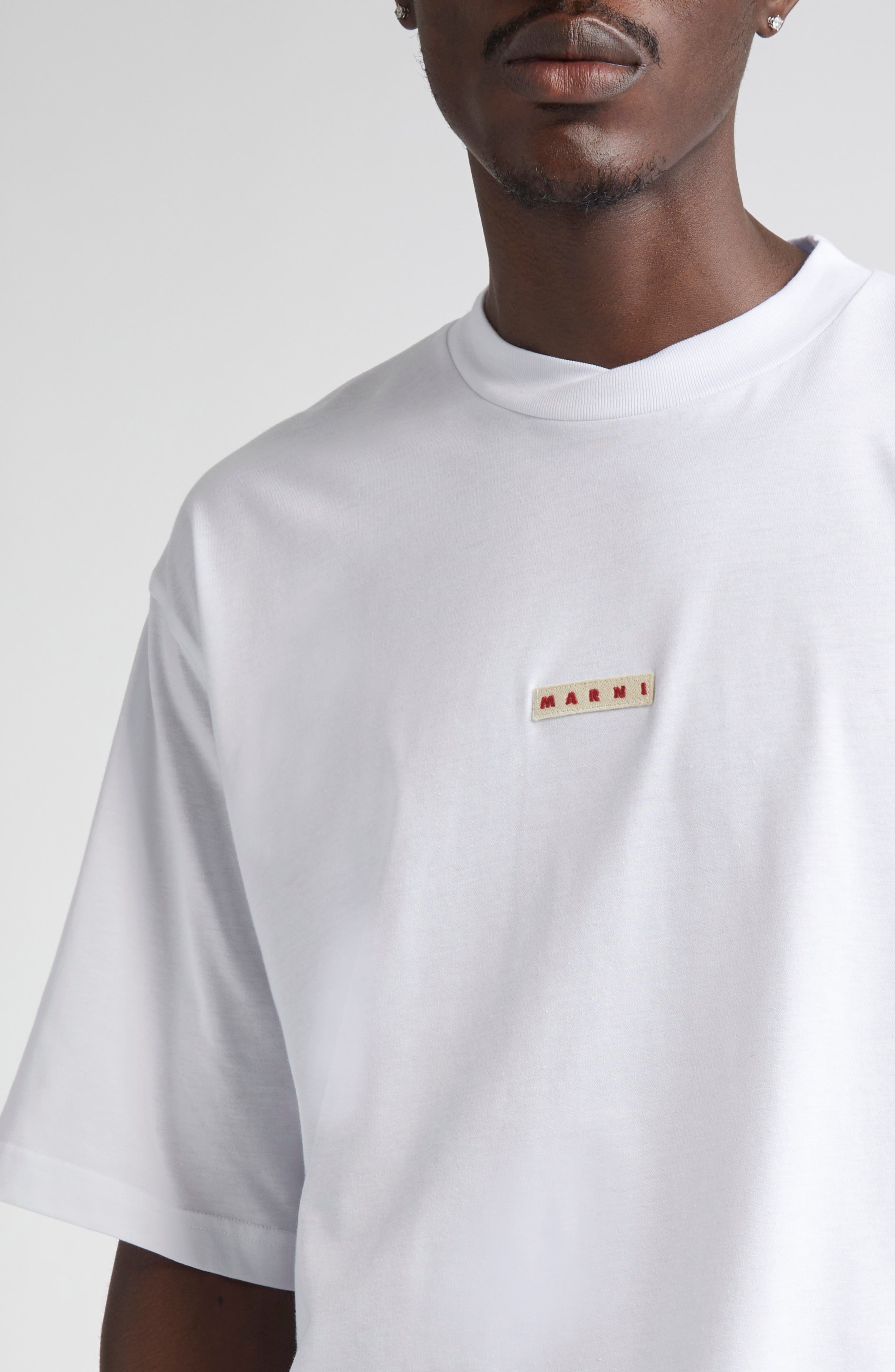 Marni Logo Tag Cotton T-Shirt in Lily/White at Nordstrom - 4