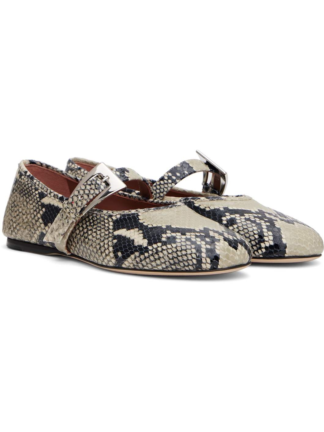 Black & White Sveva Buckle Ballerina Flats - 4