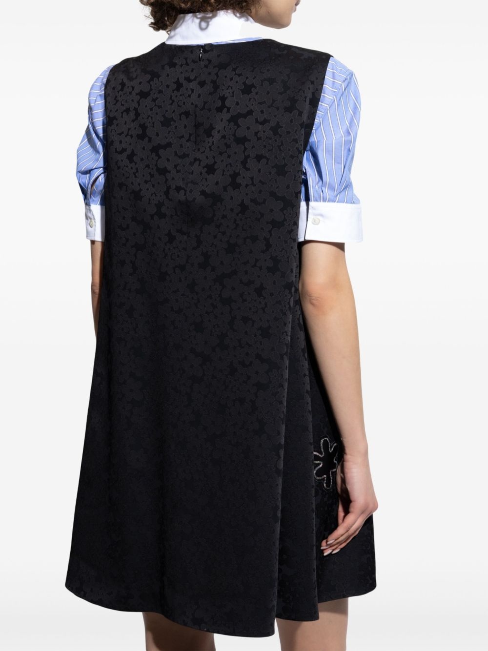 floral-jacquard mini dress - 4