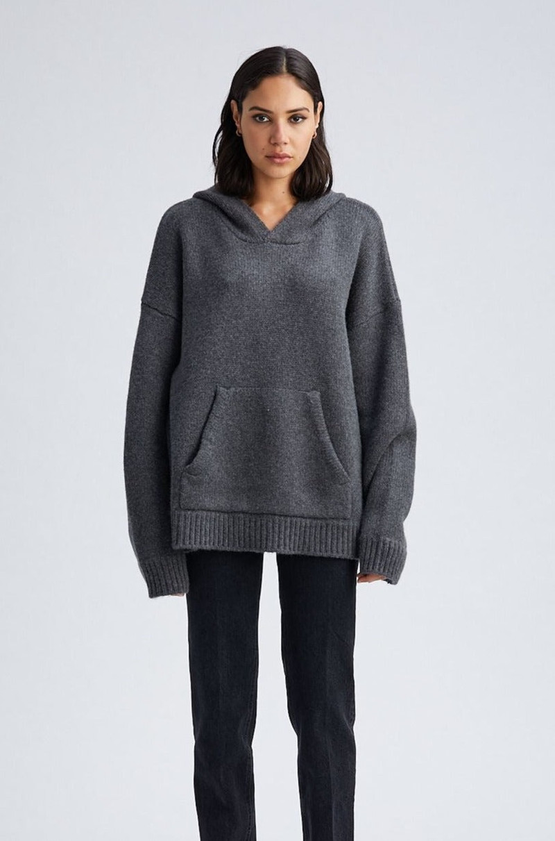CHARCOAL HEAVY CASHMERE OVERSIZED HOODIE 1