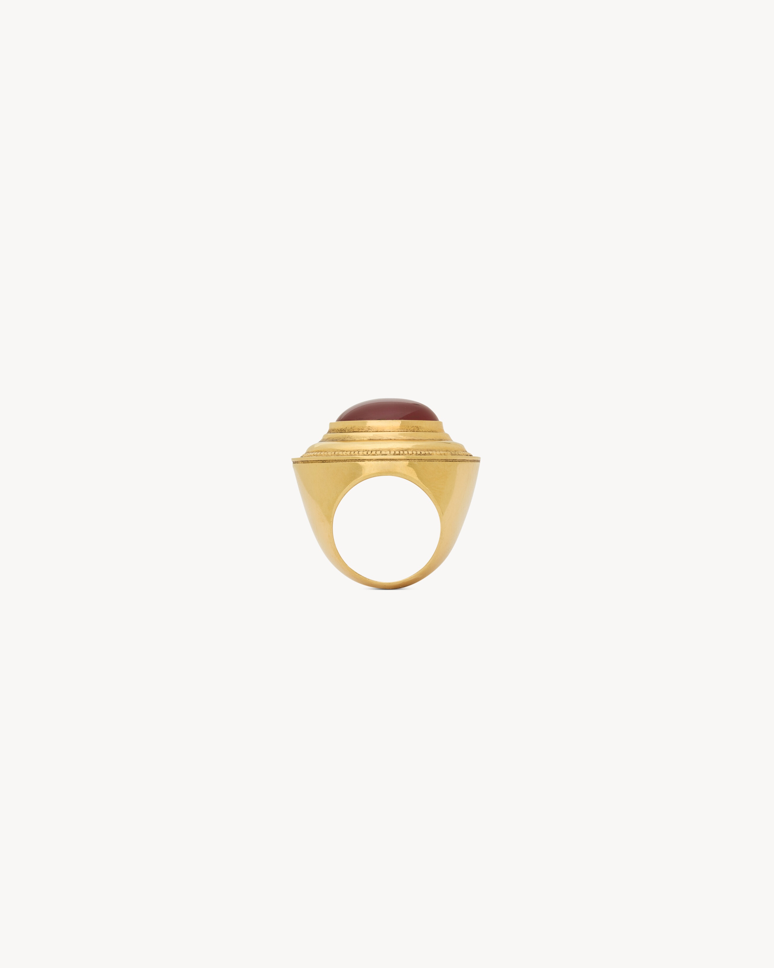 CABOCHON DOME RING IN AGATE AND METAL - 2
