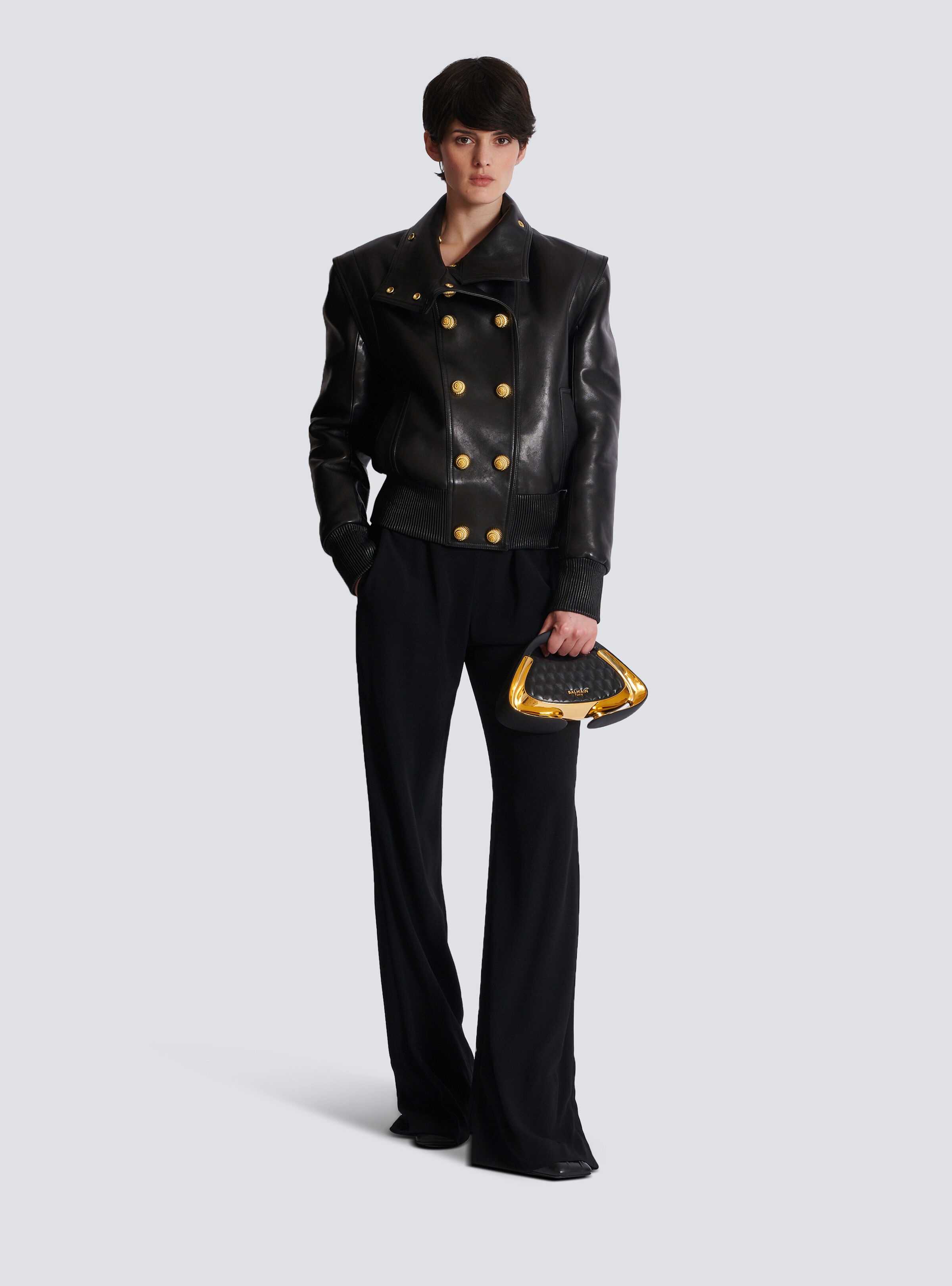 Lambskin leather aviator jacket with stand-up collar - 3