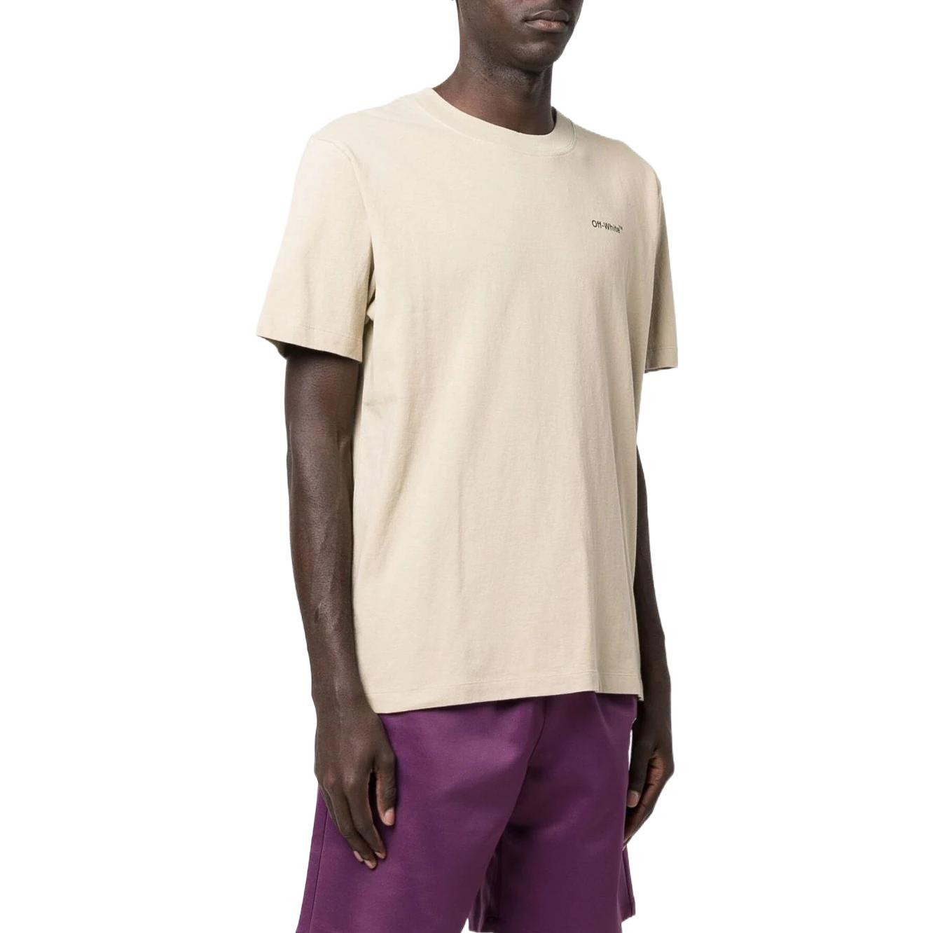Off-White SS22 Logo Round Neck Printing Short Sleeve Beige OMAA027S22JER0051710 - 3
