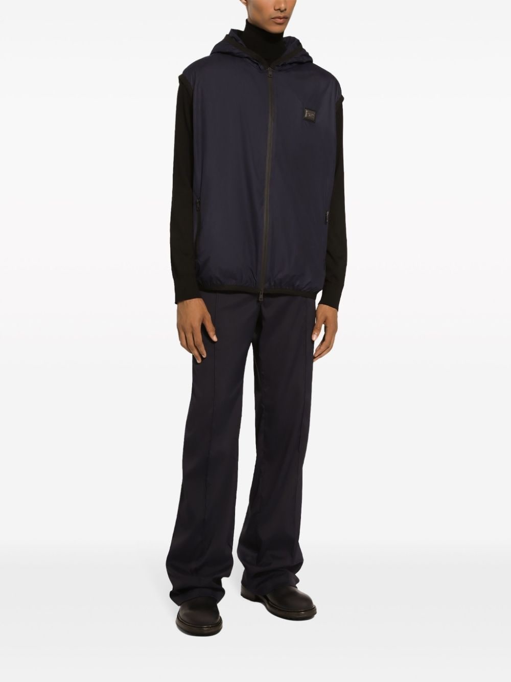 logo-plaque hooded gilet - 3