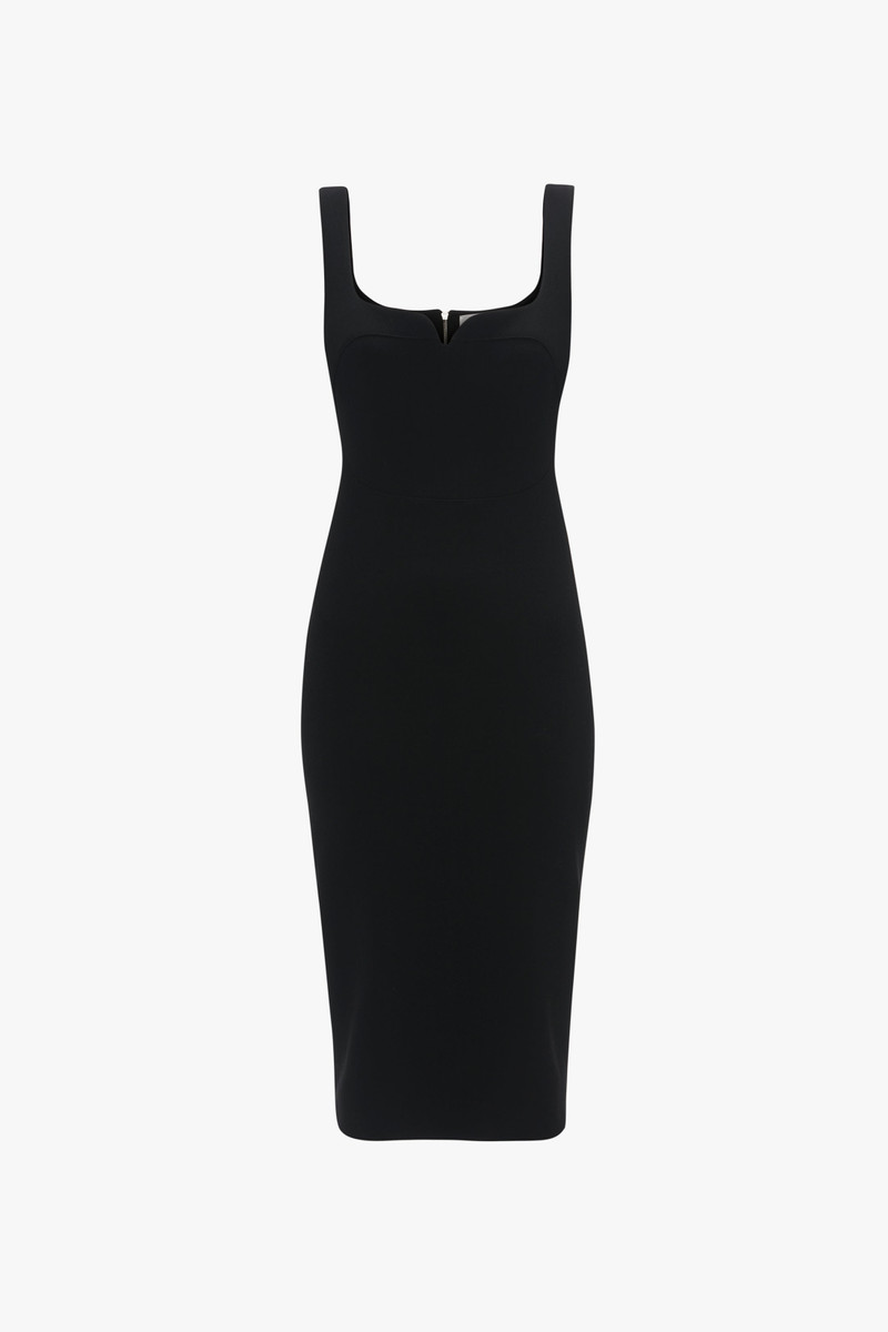 Sleeveless Fitted T-Shirt Dress In Black - 1