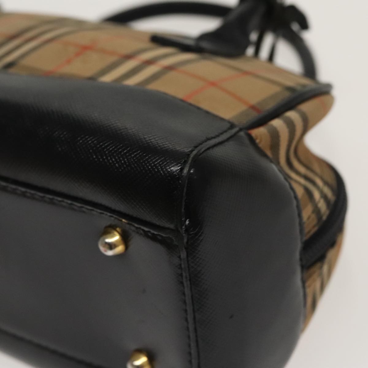 Burberry Nova Check Tote Bag Canvas Leather Beige Black - 10