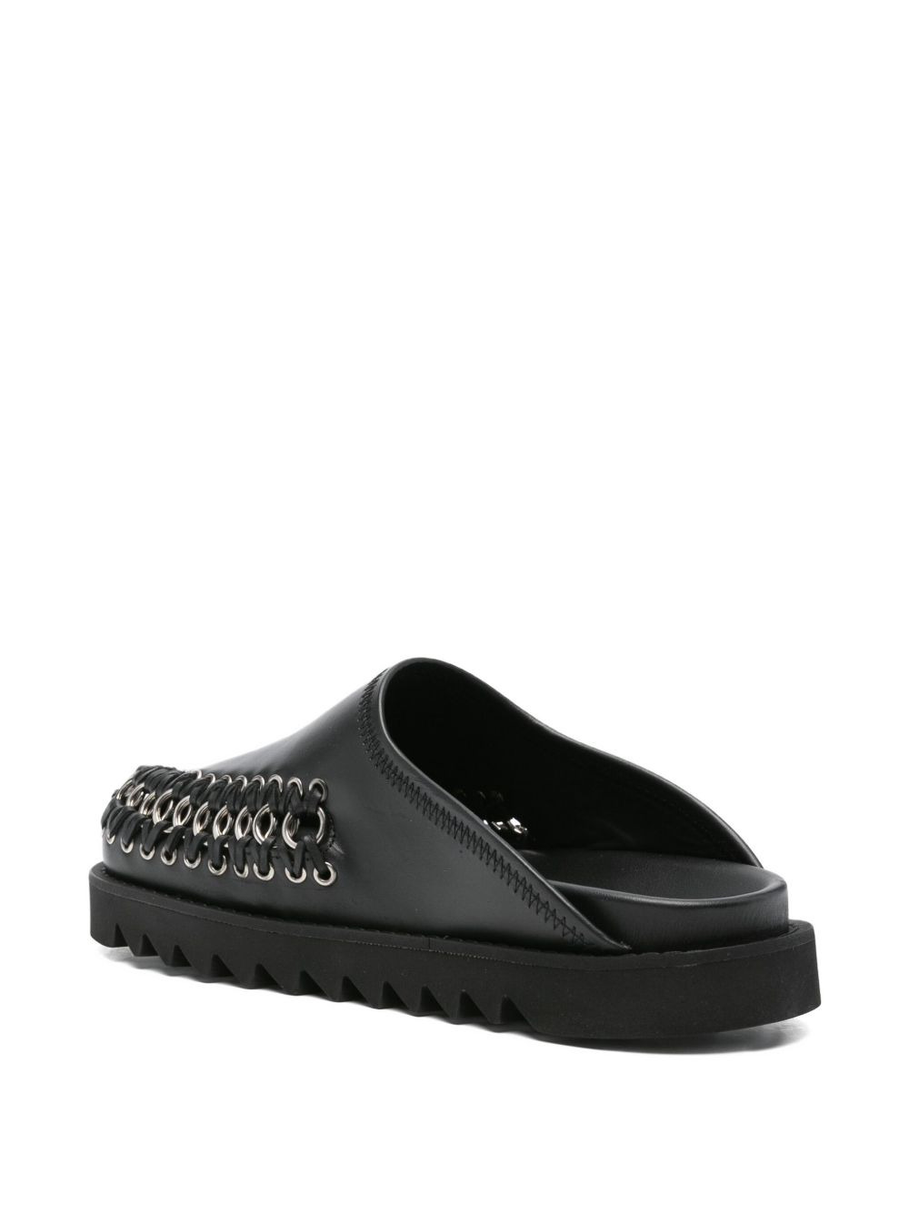 chain-embellished leather mules - 3