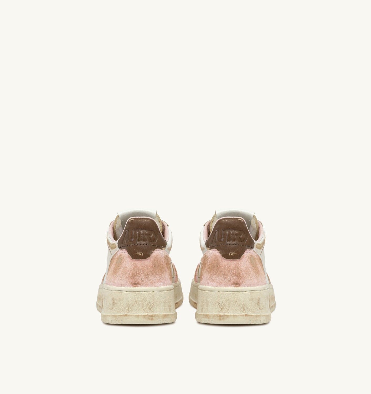 MEDALIST LOW SUPER VINTAGE SNEAKERS IN NUDE AND SEPIA LEATHER SUEDE - 3