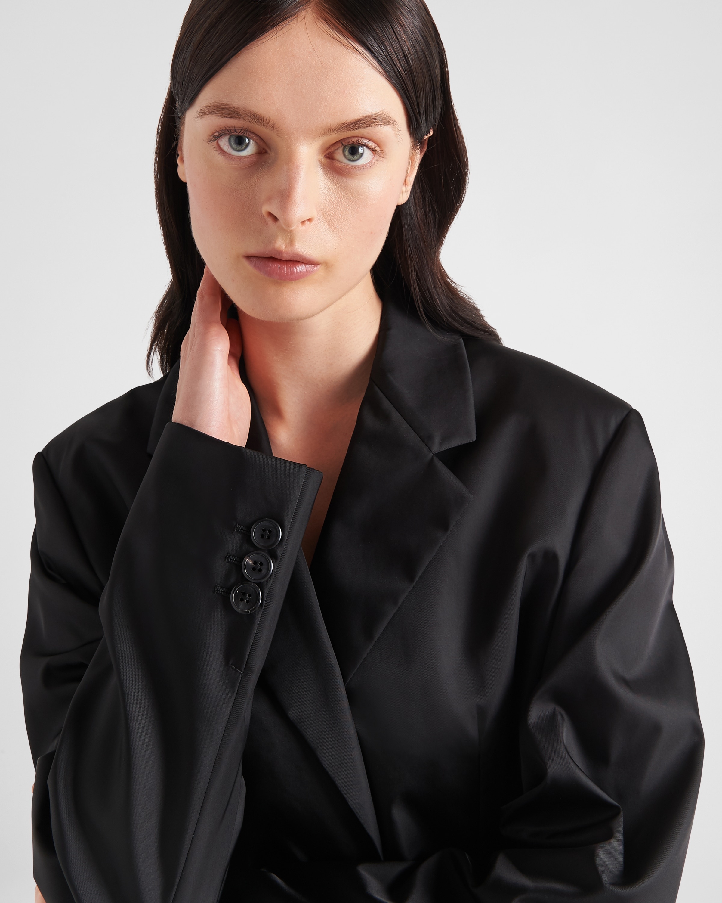 Black Re-nylon Single-breasted Jacket