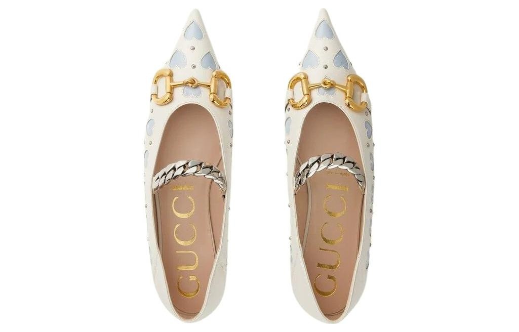 (WMNS) Gucci Lovelight flat with Horsebit 'White Blue' 713868-BKO60-9042 - 3
