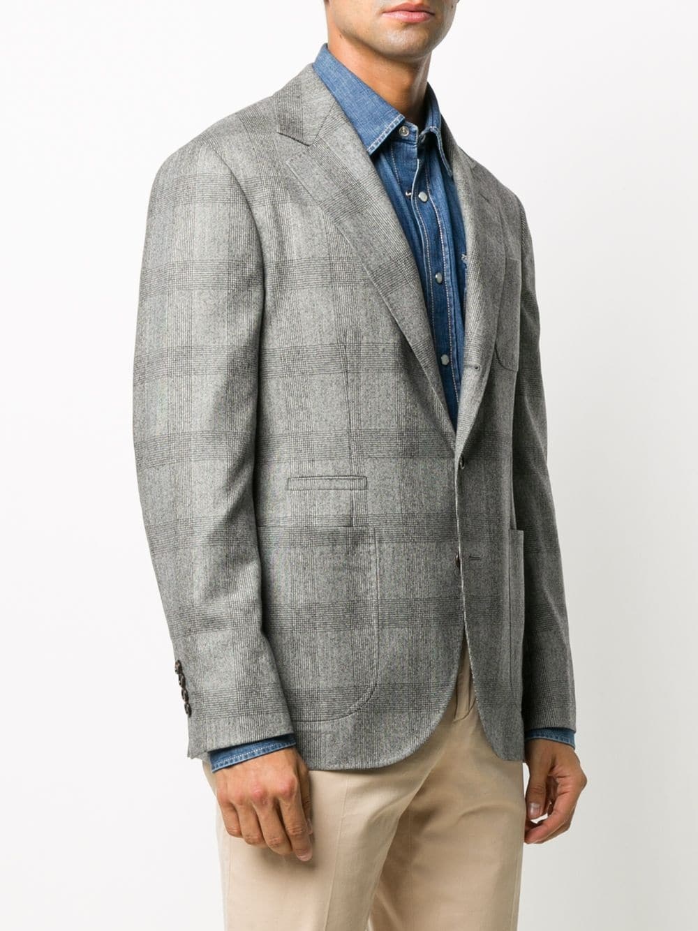 single-breasted check blazer - 3