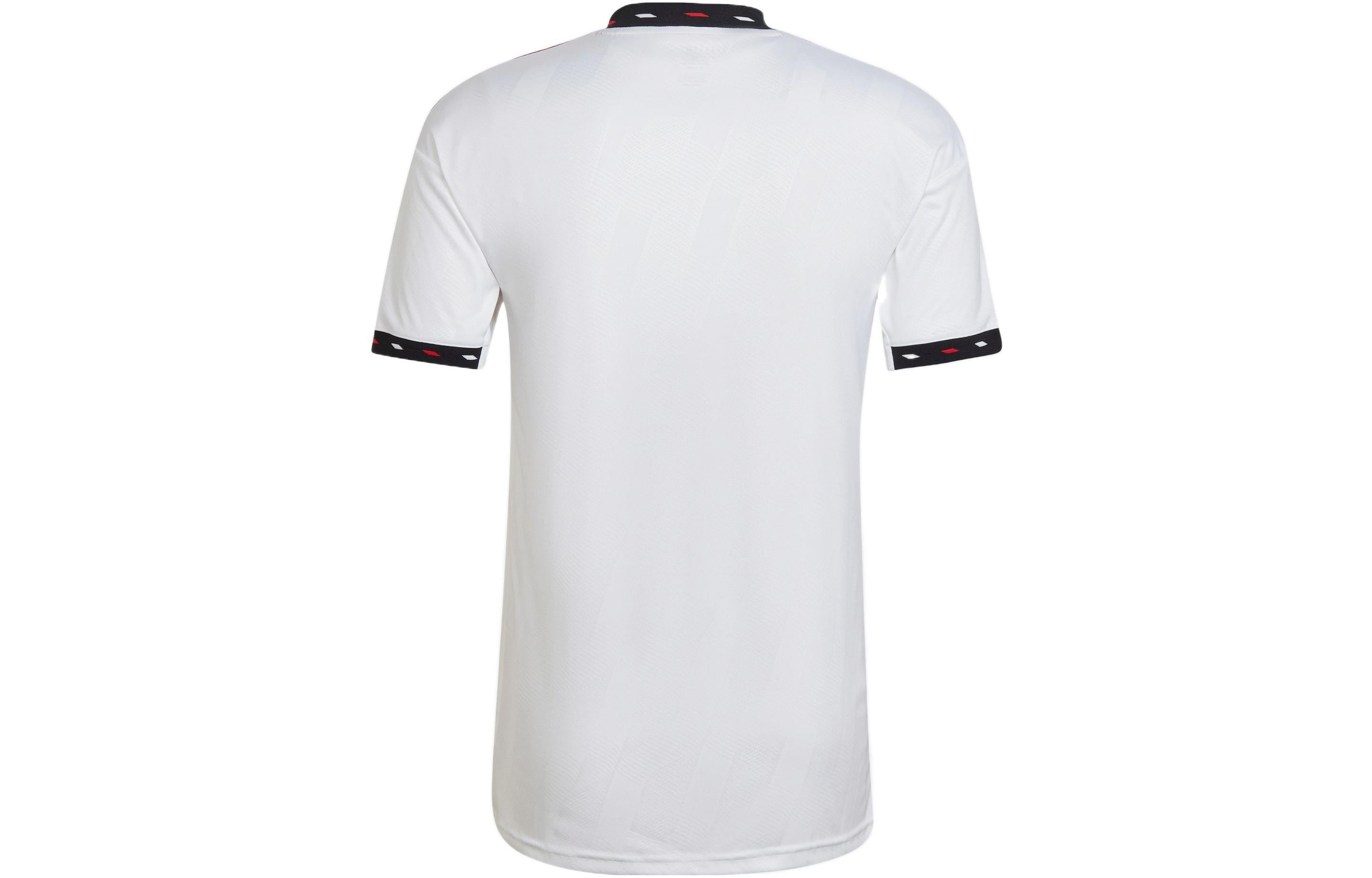 adidas Manchester United Fan Edition Soccer/Football V neck Stripe Logo Short Sleeve White H13880 - 2