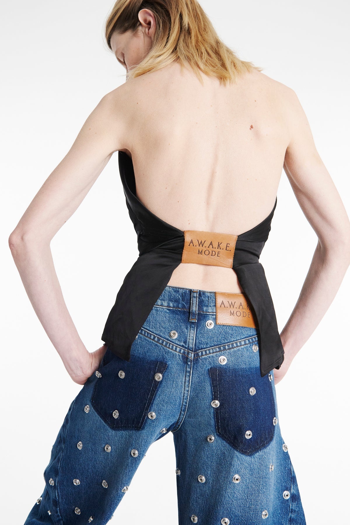 DECONSTRUCTED SHIRT HALTERNECK TOP BLACK - 2