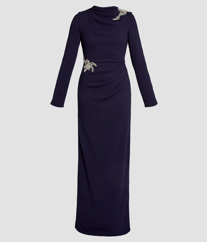 Erdem EMBELLISHED SABLE LONG SLEEVE GOWN outlook