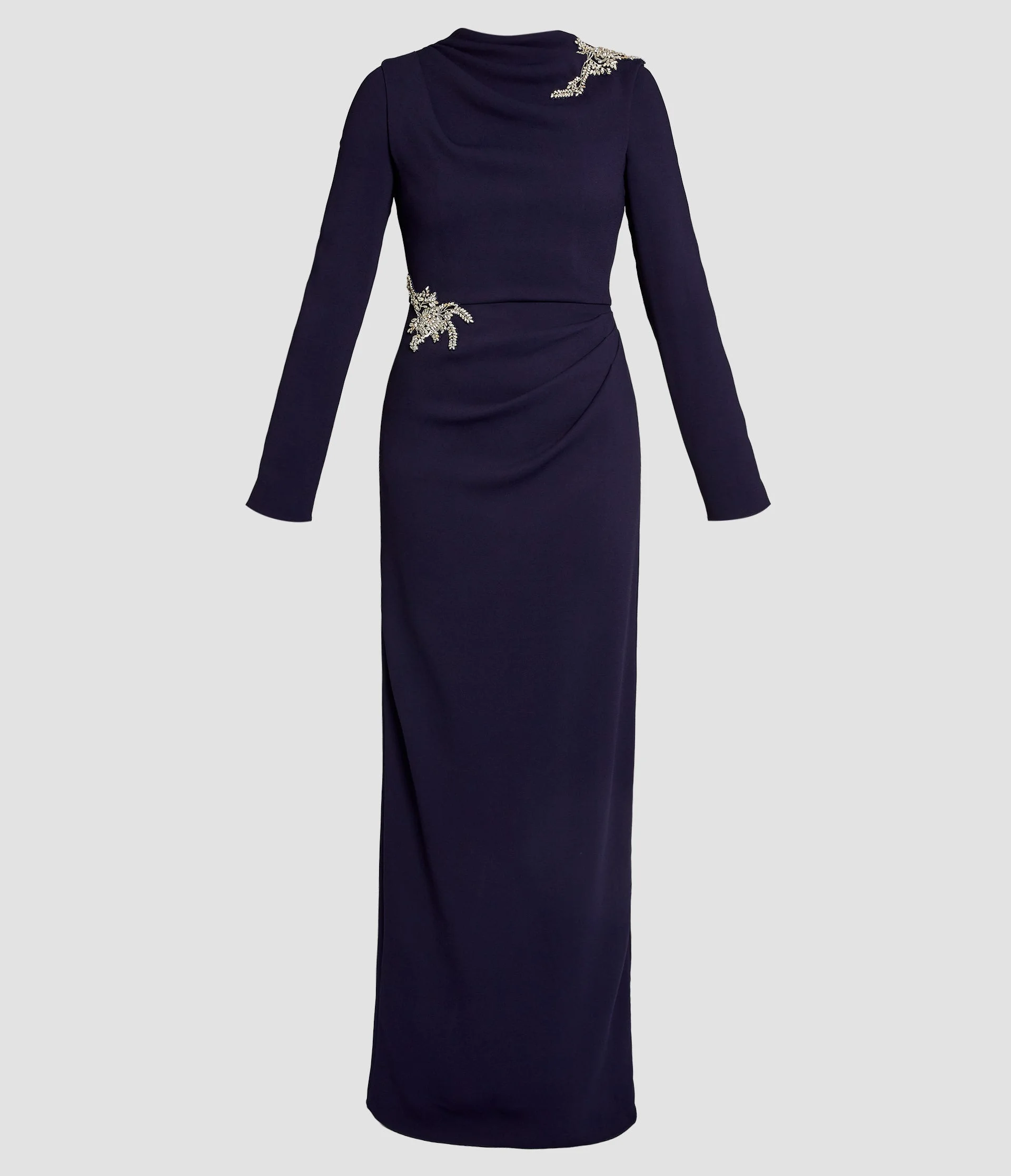 EMBELLISHED SABLE LONG SLEEVE GOWN - 1