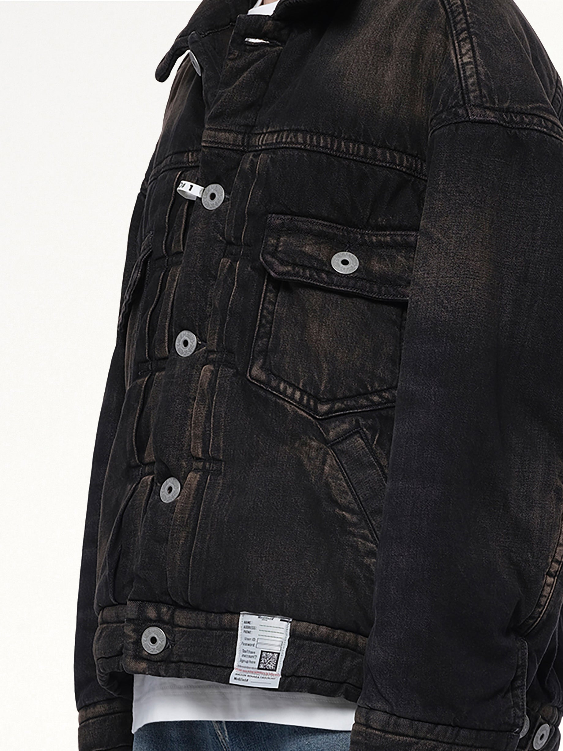 Puffer Denim Jacket in Black - 3