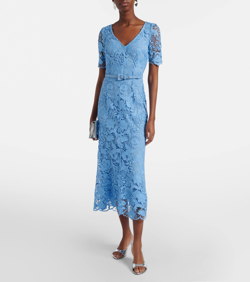Monique Lhuillier Belted lace midi dress outlook